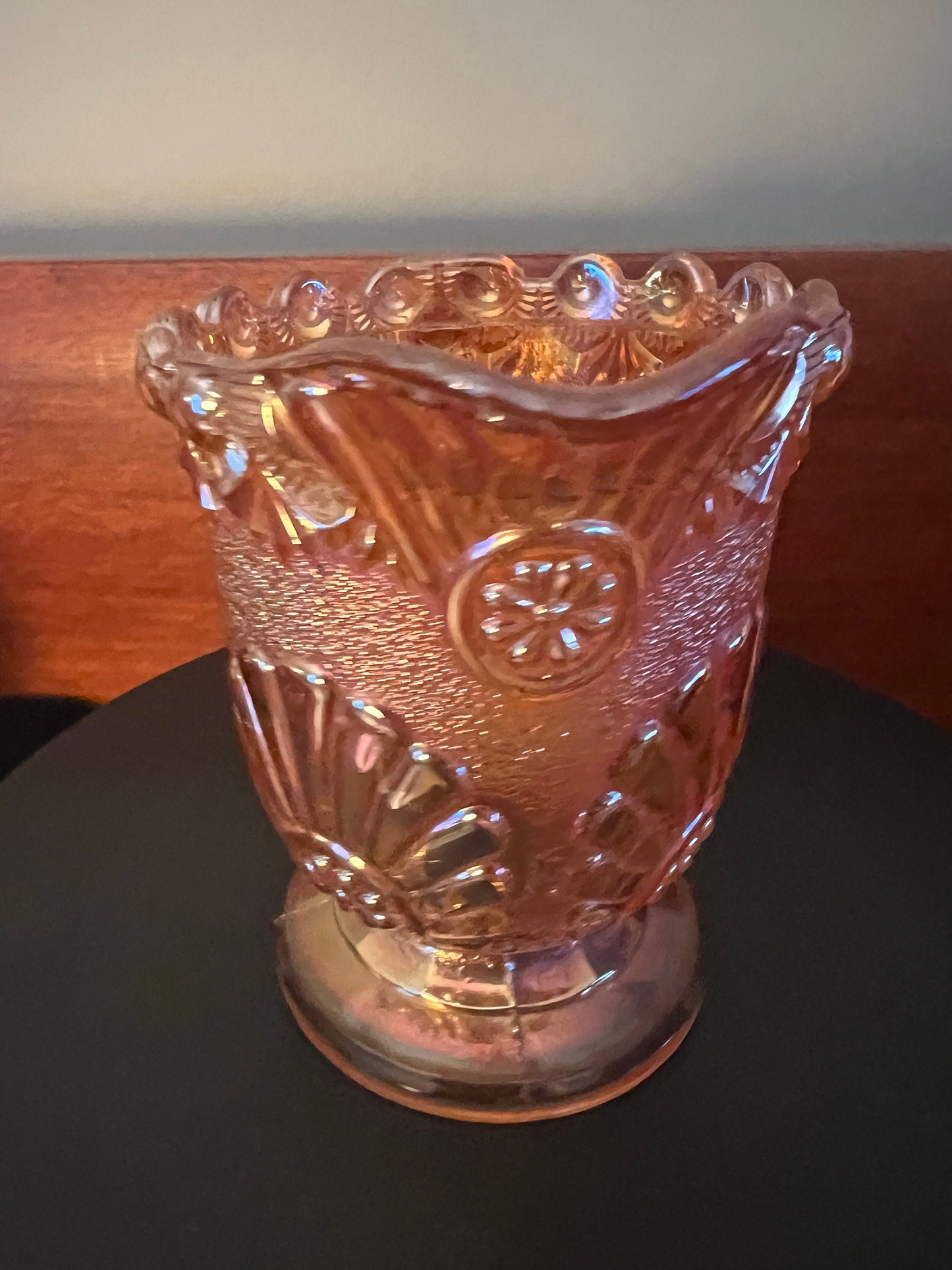 Vintage Westmoreland Depression Glass Shell & Jewel Creamer Pitcher Floral Quality Vintage Flower Marigold Iridescent Carnival Ornate Beaded
