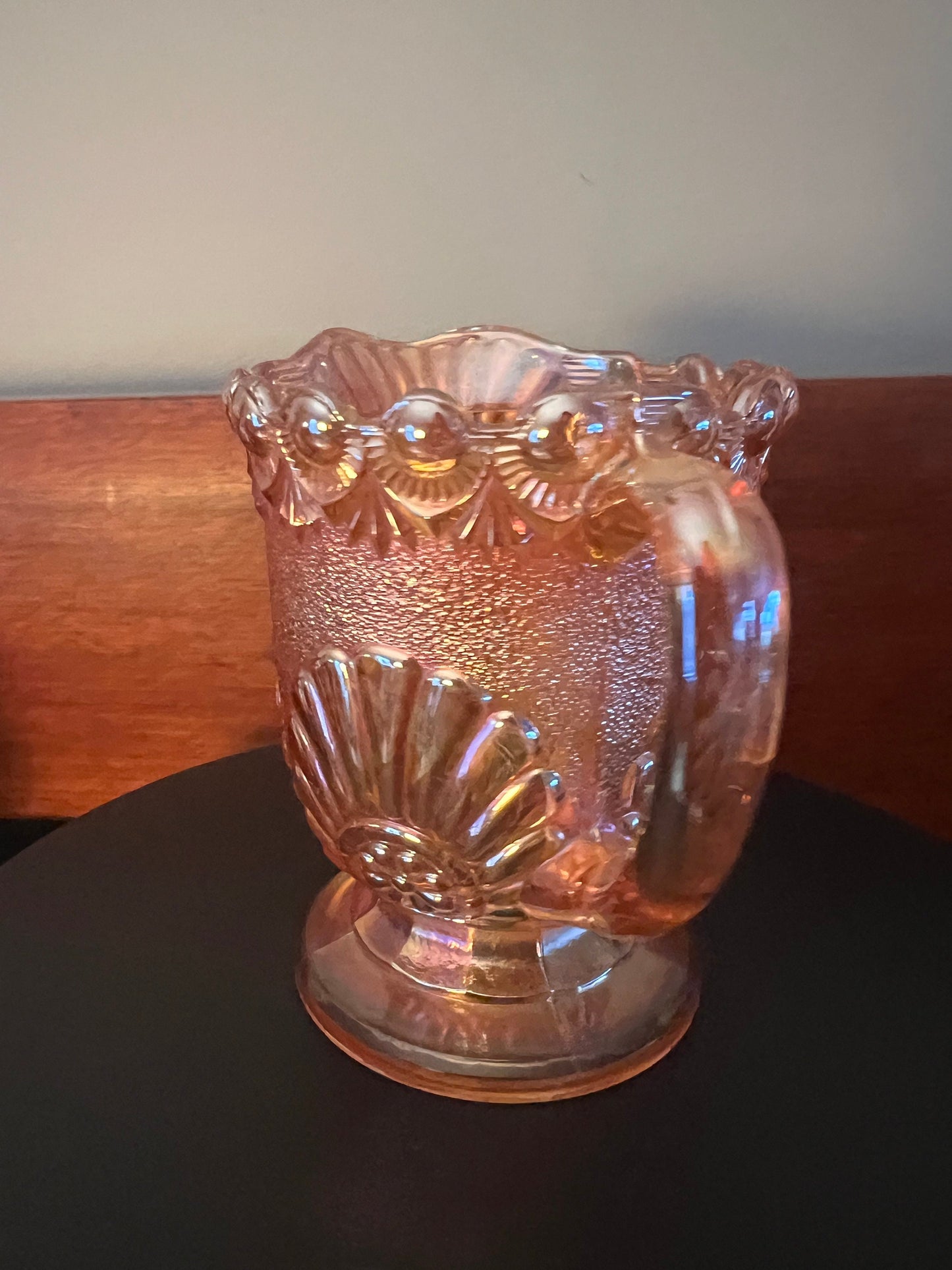 Vintage Westmoreland Depression Glass Shell & Jewel Creamer Pitcher Floral Quality Vintage Flower Marigold Iridescent Carnival Ornate Beaded