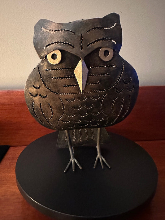 Vintage Owl Metal Art, Curtis Jere Style Owl, Mid Century Brutalist Owl, Owl Metal Art, Metal Owl, Lover Antiques and Vintage