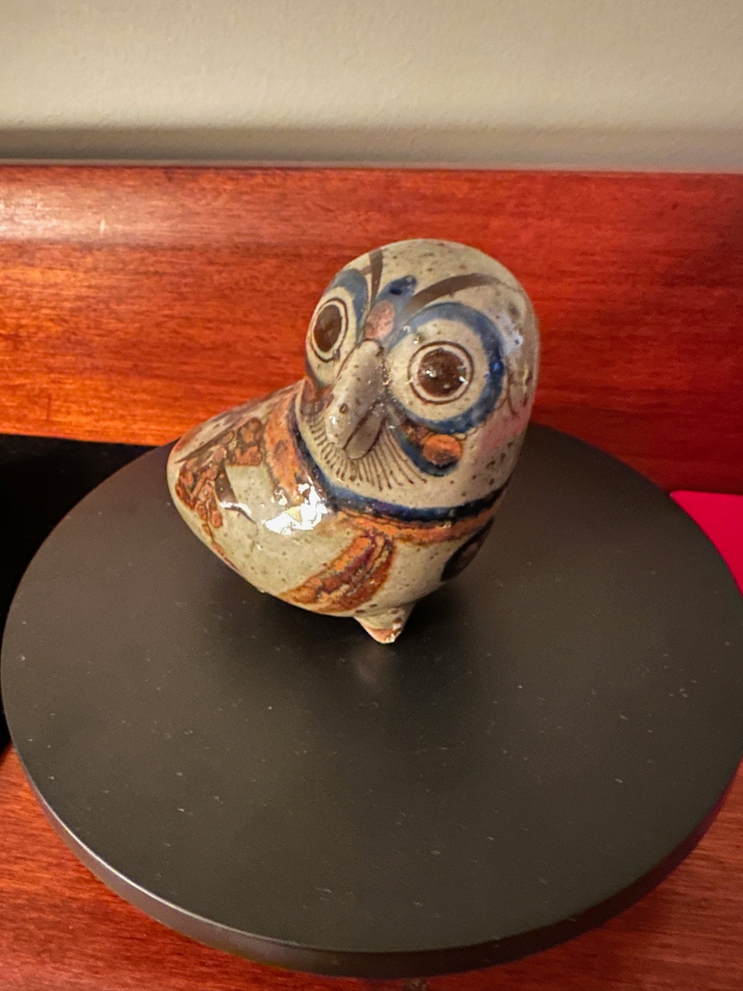 Vintage Tonala Mexican Pottery Owl, signed CAT, Ken Edwards Pottery, Owl Art, Mid-Century Modern Pottery, Bird Lover Antiques and Vintage