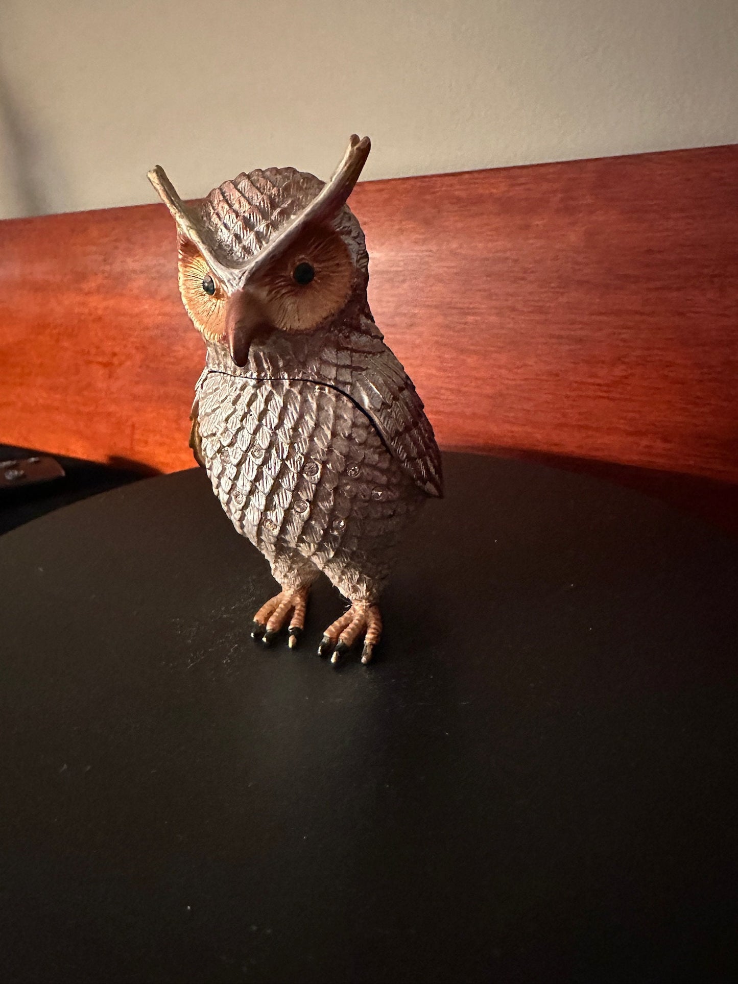 Vintage Silver Tone Metal Owl That Opens Up, Owl Trinket Box, Lover Antiques