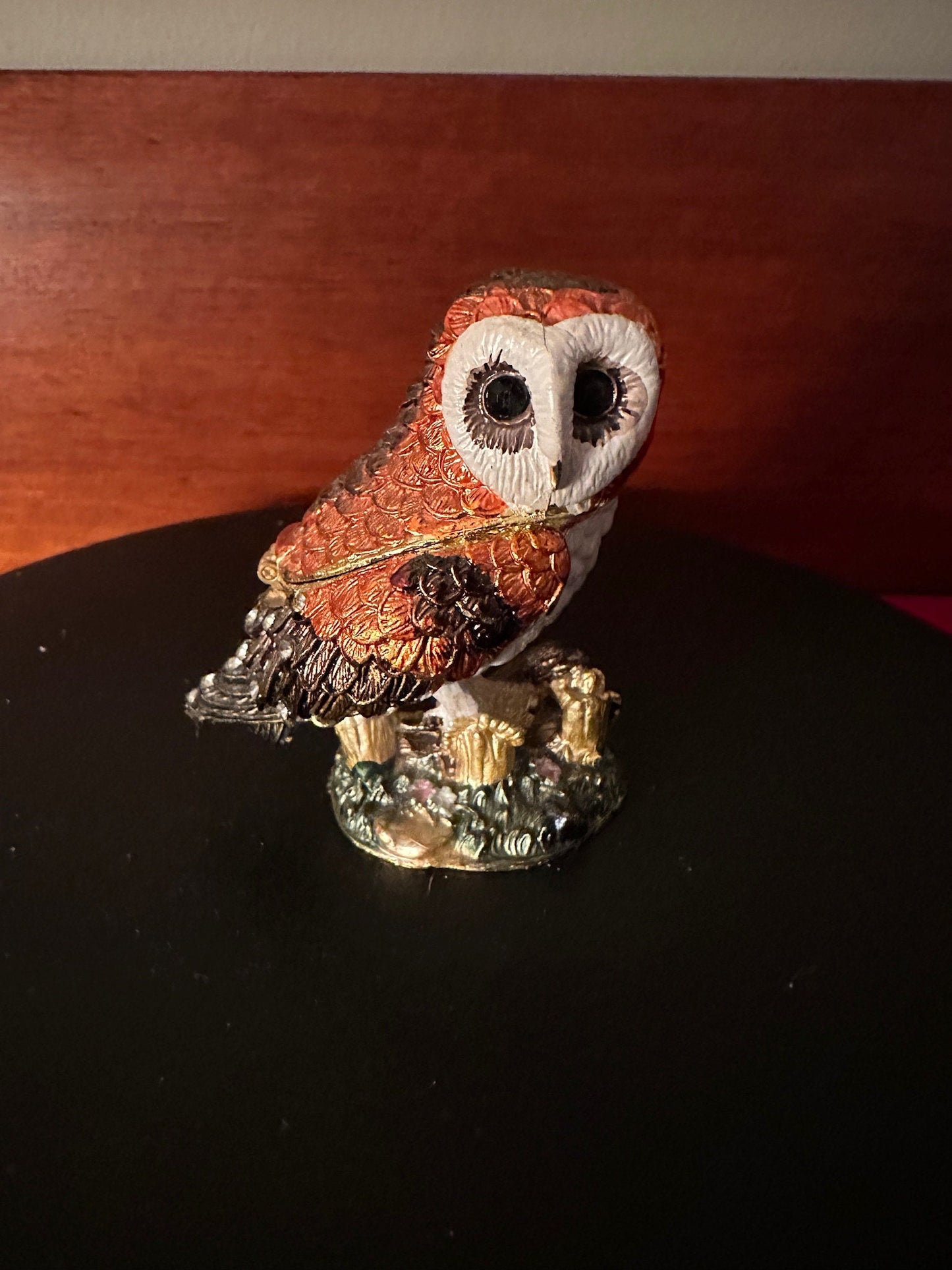 Vintage Metal Owl with Trinket Box, Back Opens Up to Hidden Compartment Owl, Huge Owl Collection, Lover Antiques and Vintage