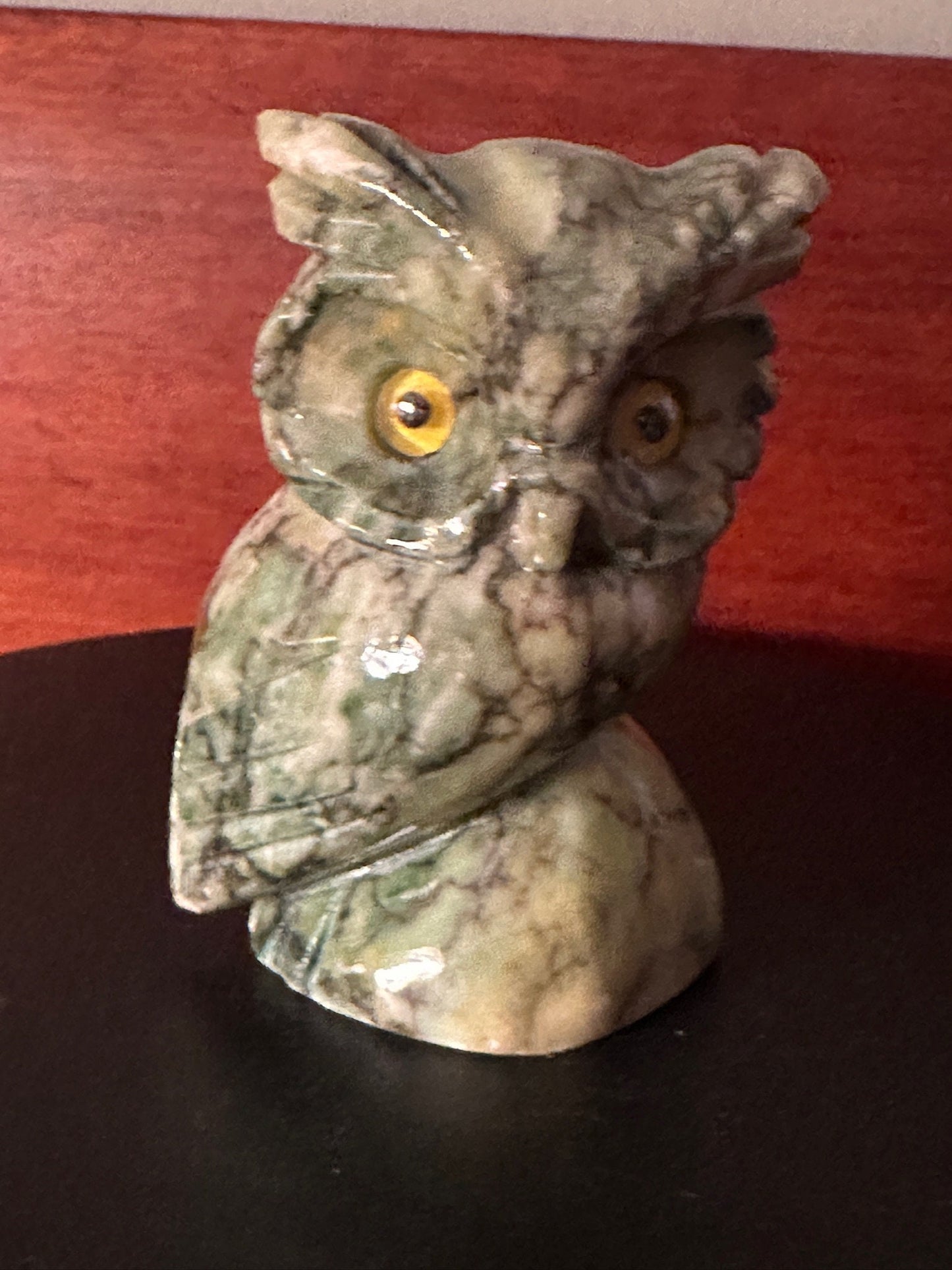 Vintage Alabaster Stone Owl, Made in Italy, Vintage Stone Owl, Stone Owl Figure, Lover Antiques and Vintage