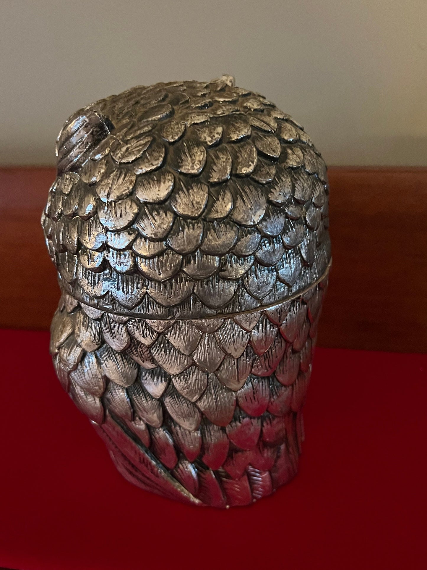Vintage Silver Owl Ice Bucket From Mauro Manetti, Made in Italy, Lover Antiques
