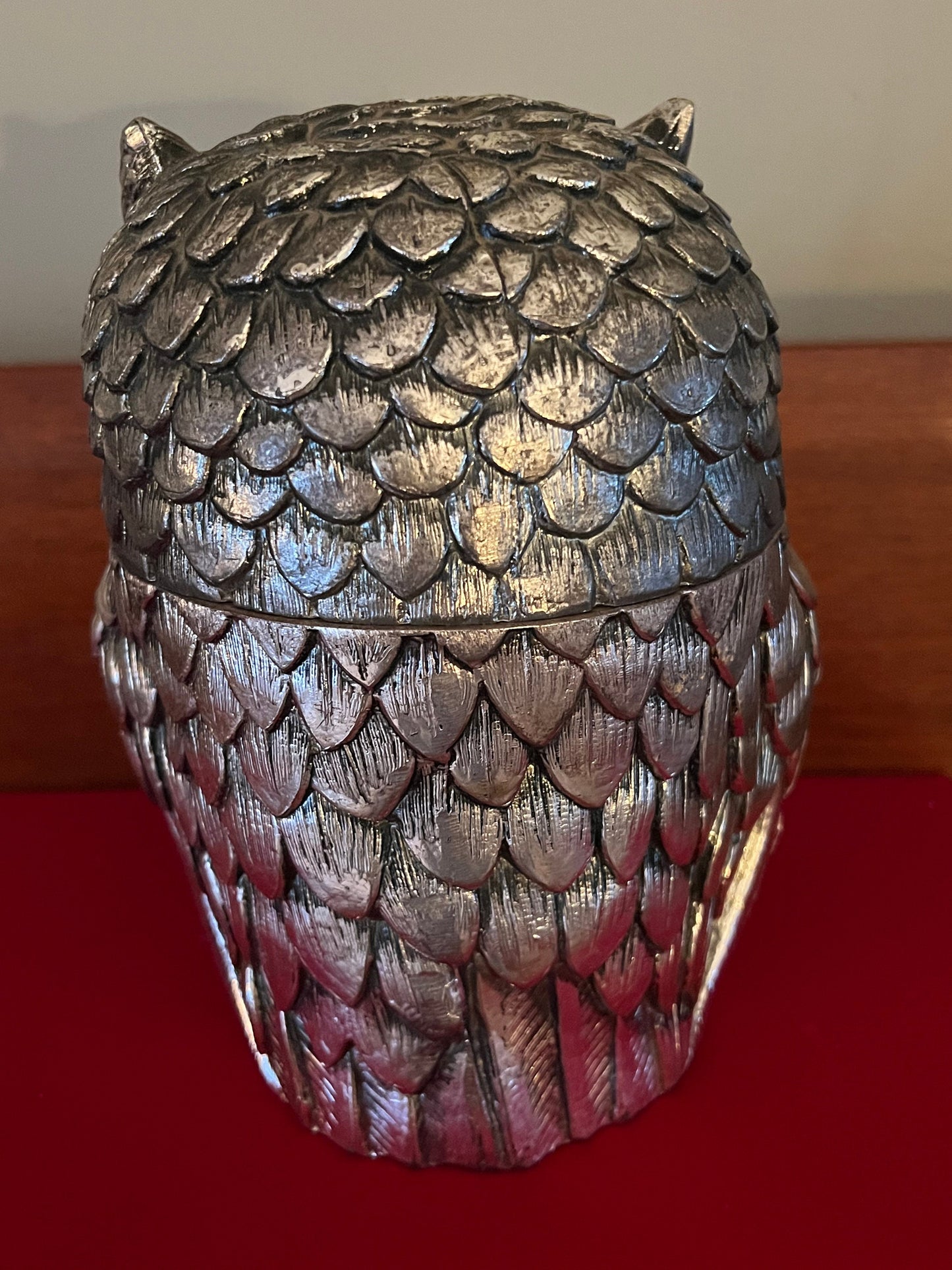 Vintage Silver Owl Ice Bucket From Mauro Manetti, Made in Italy, Lover Antiques