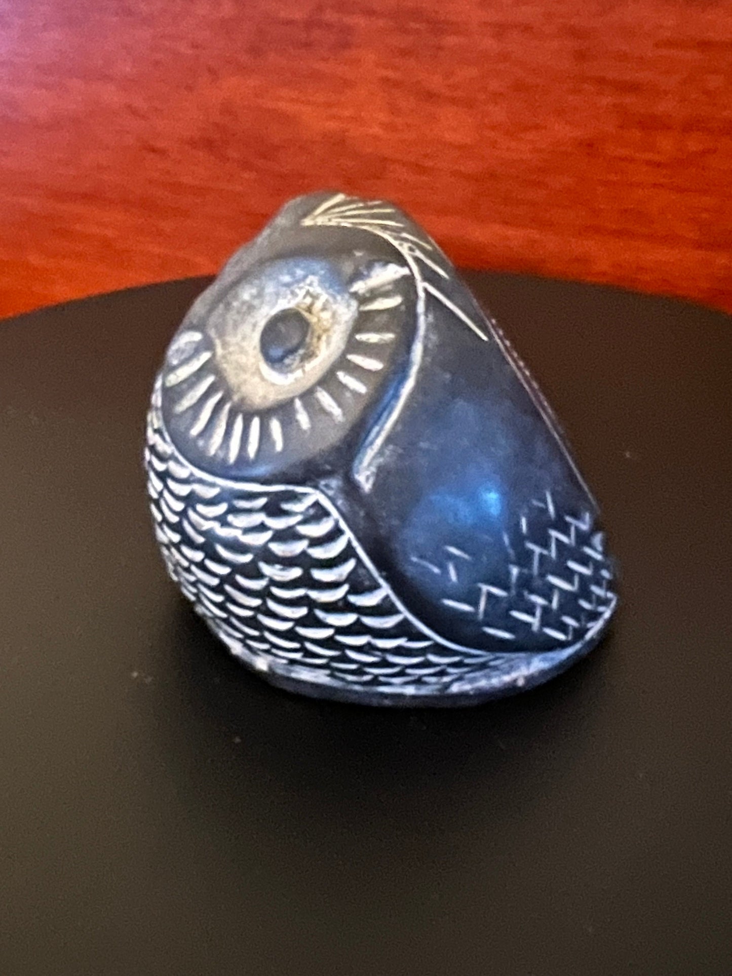 Vintage Pearlite Stonecraft Black & White Owl, Canada by Stonecraft Owl, Soapstone Owl Figurine, Lover Antiques and Vintage