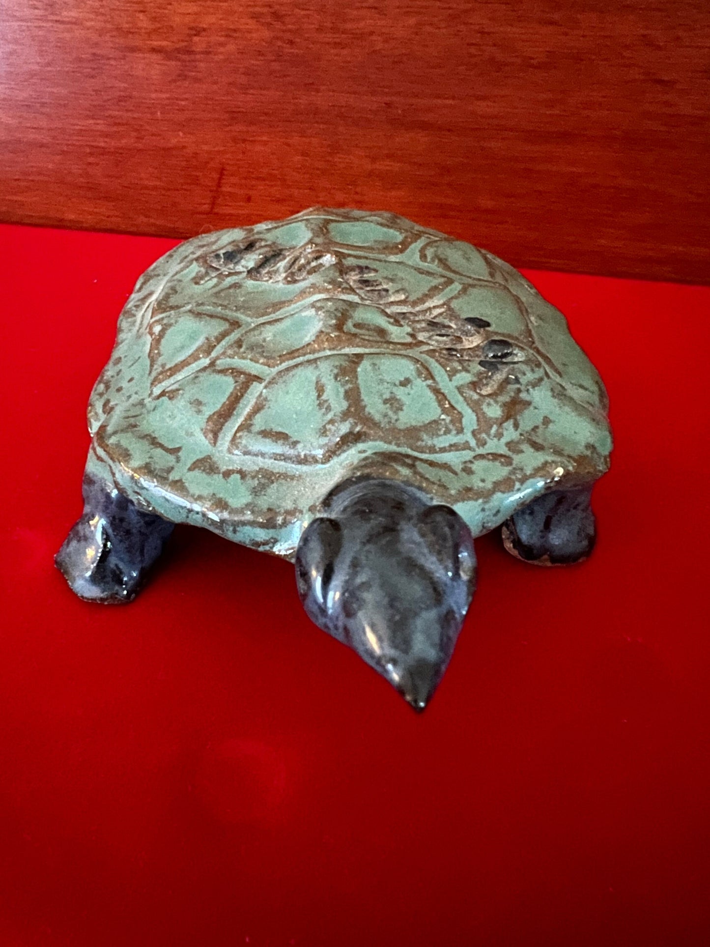 Vintage Green Turtle Pottery Art, Turtle Pottery Piece, Lover Antiques and Vintage