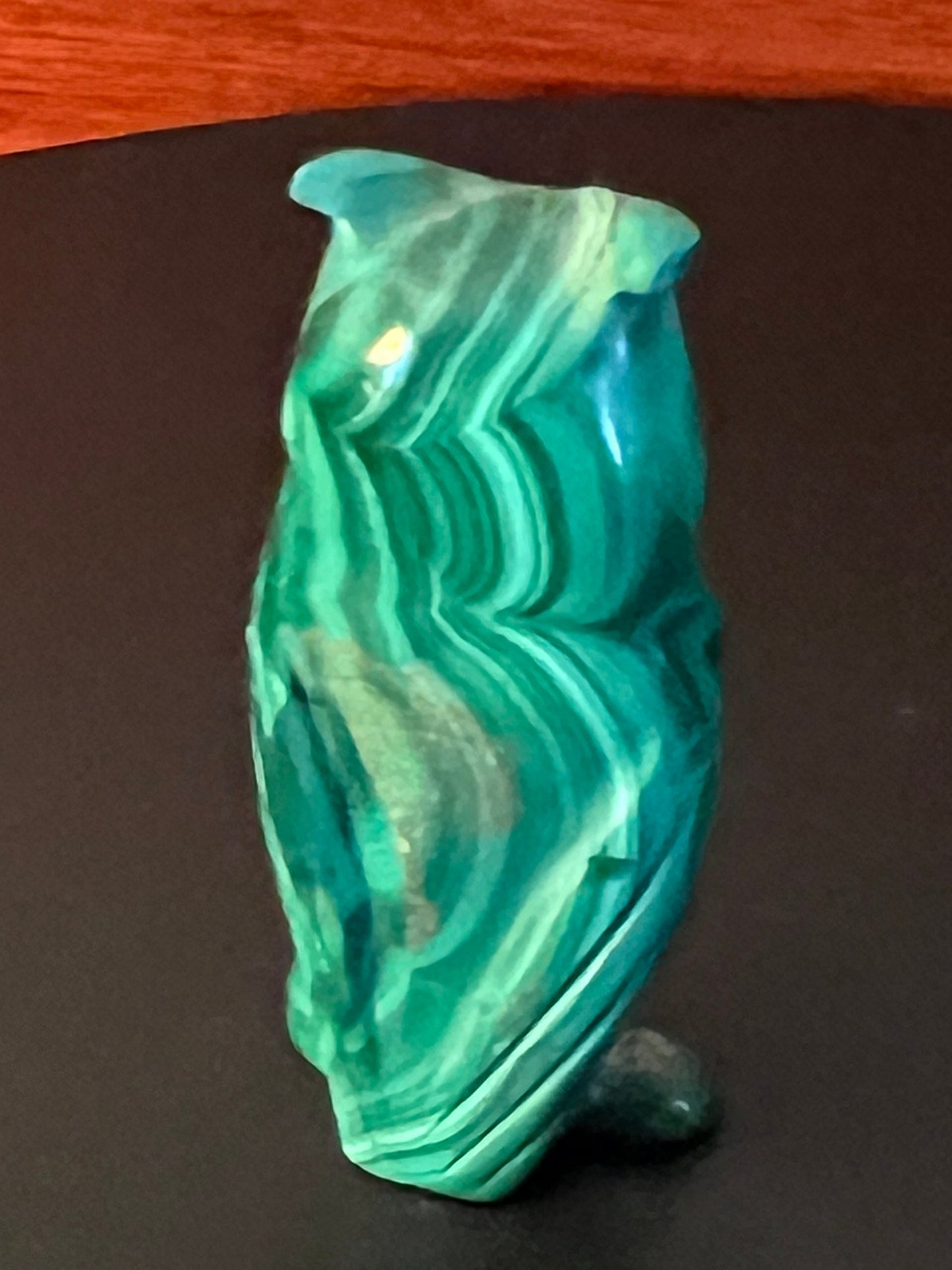 Vintage Carved Malachite Stone Owl on Pedestal Base, Green Stone Owl Figurine, Lover Antiques and Vintage