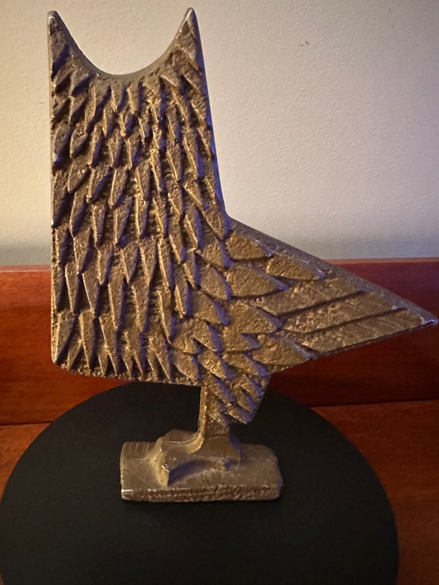 Vintage Cast Bronze Modernist Owl, Cast Bronze Owl, Modern Metal Owl Statue, Lover Antiques and Vintage