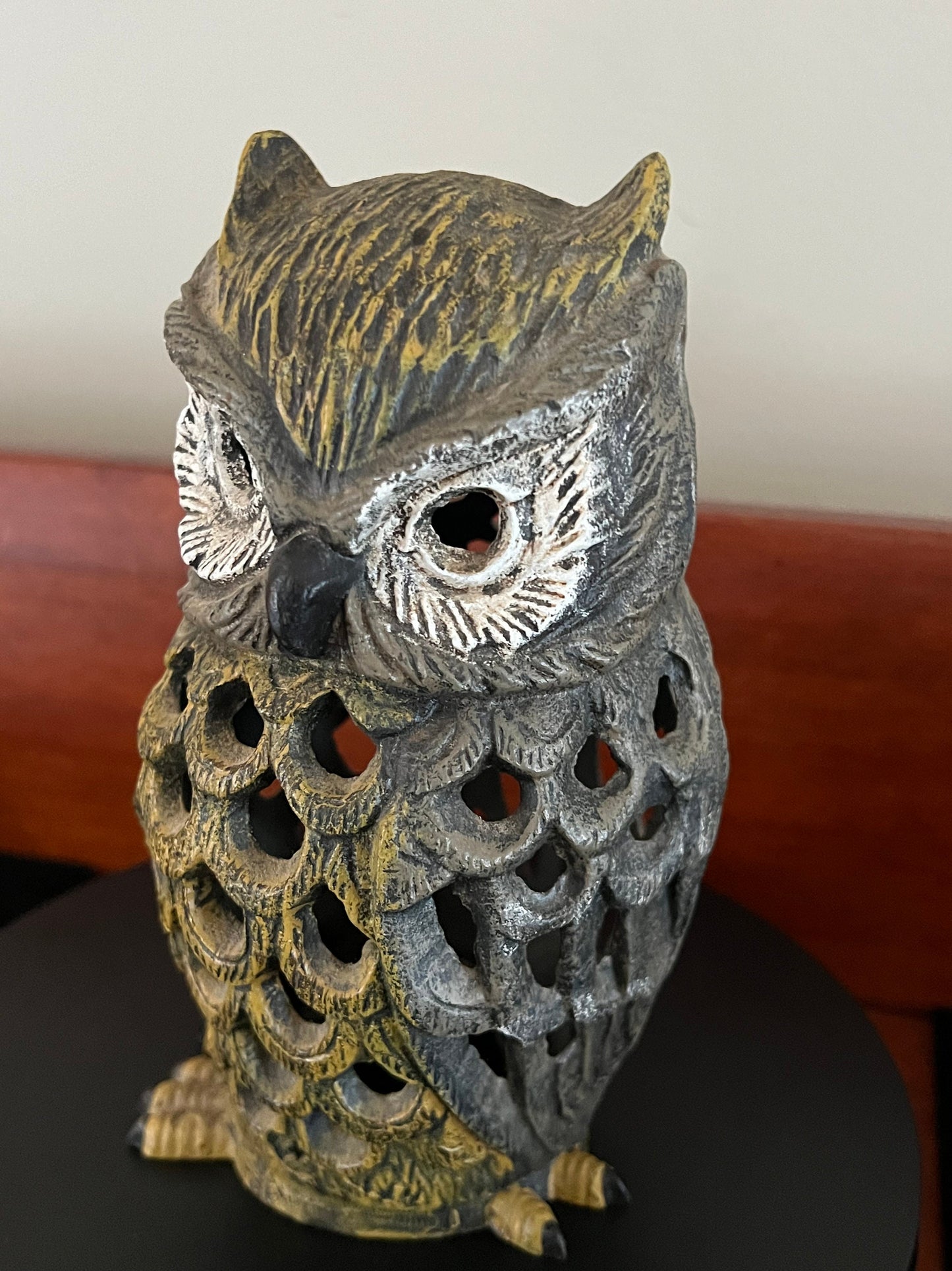Antique Cast Iron Owl Candle Lamp, Owl Lamp Original Patina, Cast Iron Owl, Lover Antiques and Vintage