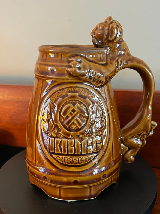 Vintage Lion Stein Mug, Czestochowa Poland Cup with Lion Handle, Lover Antiques and Vintage