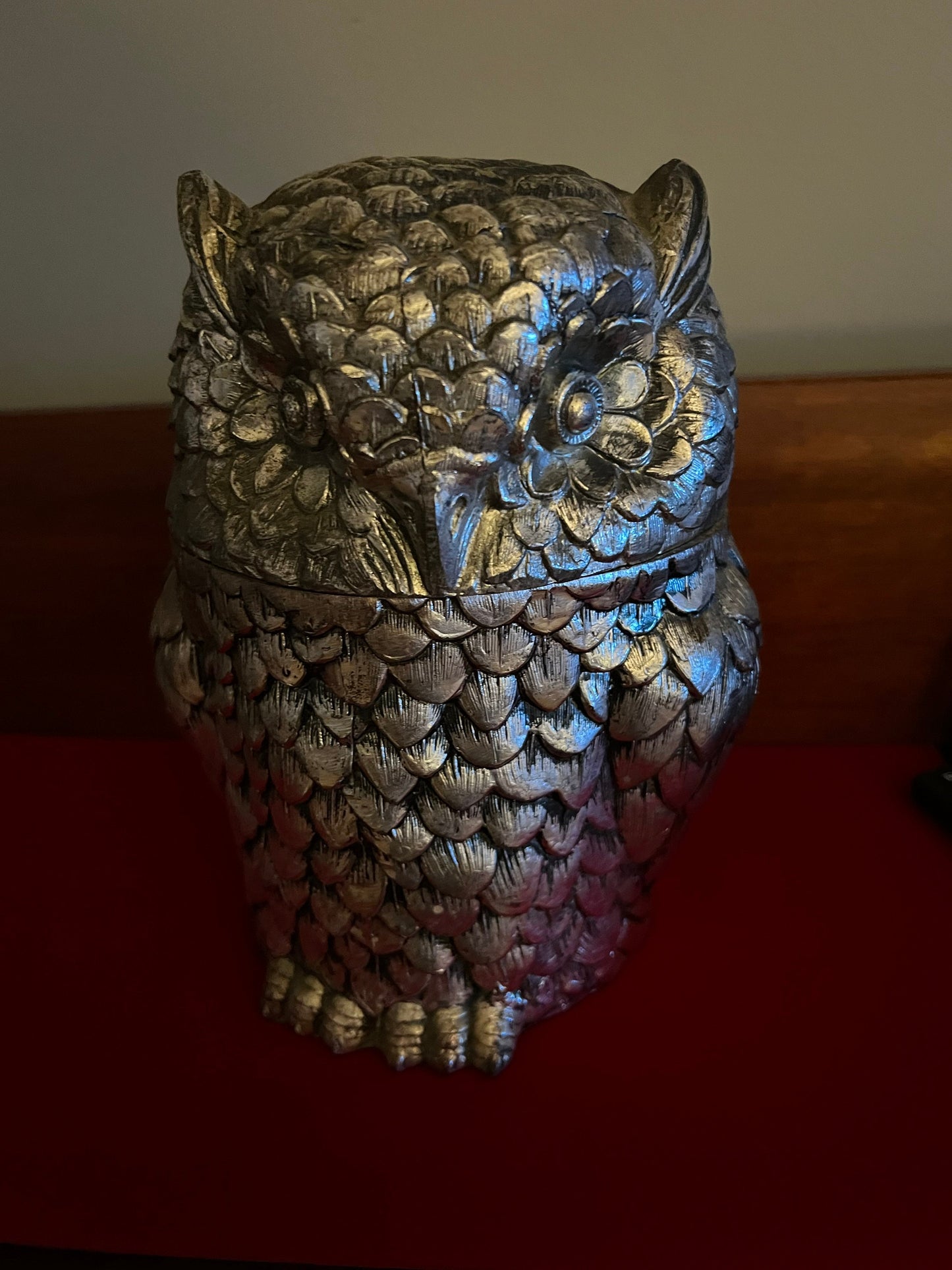 Vintage Silver Owl Ice Bucket From Mauro Manetti, Made in Italy, Lover Antiques