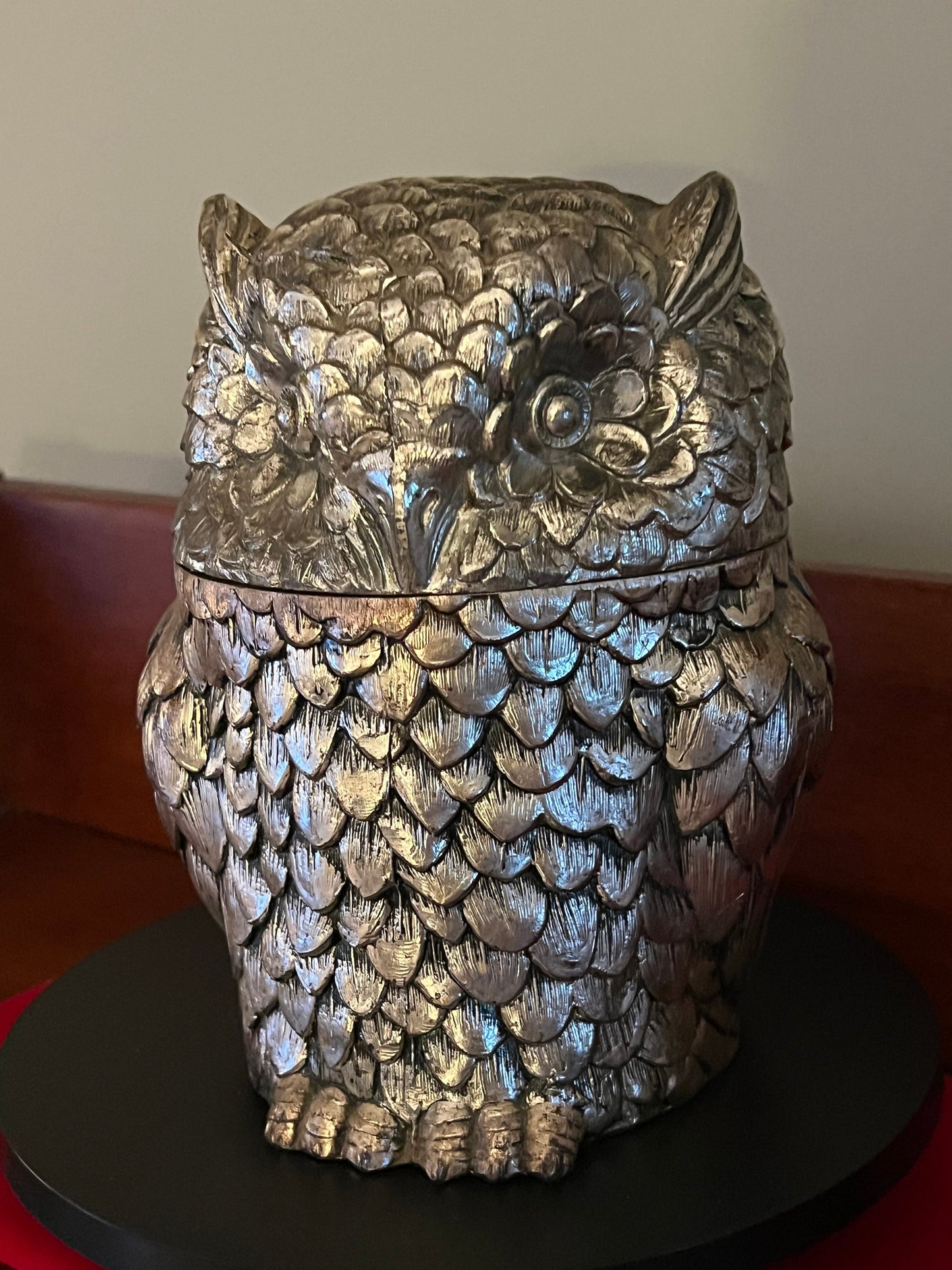 Vintage Silver Owl Ice Bucket From Mauro Manetti, Made in Italy, Lover Antiques