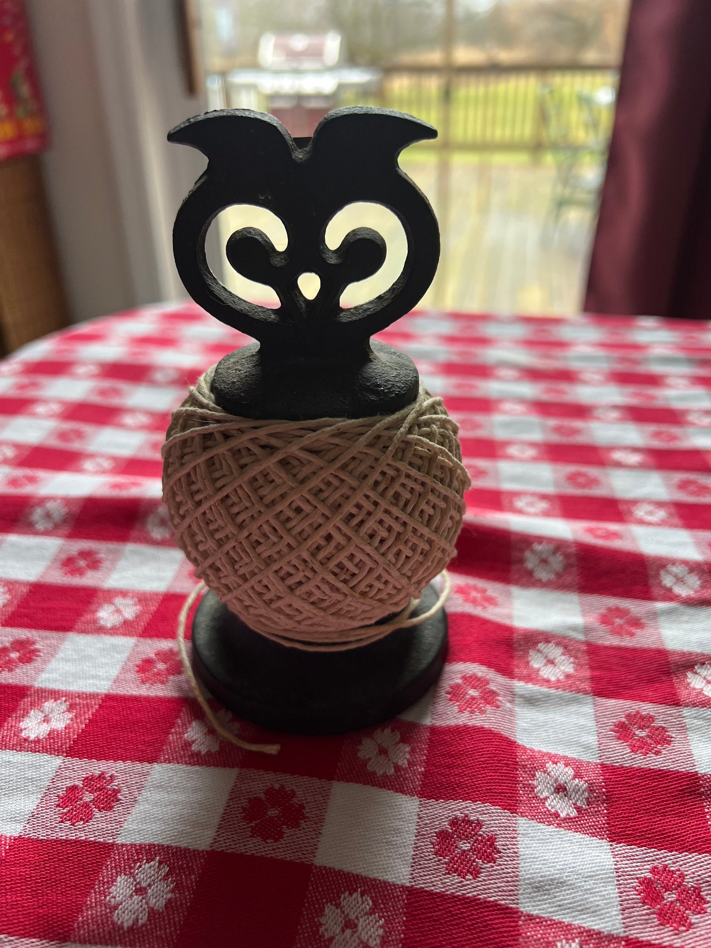 Vintage Owl Cast Iron String Yarn Holder, R. Welch Design, Victor England, String Stand, Lover Antiques and Vintage