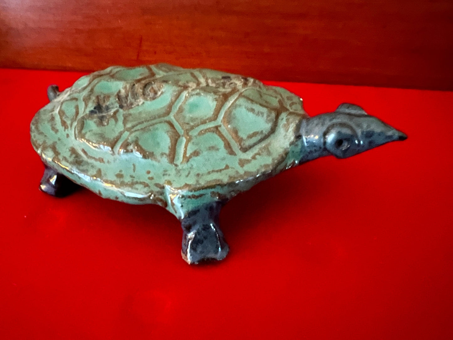 Vintage Green Turtle Pottery Art, Turtle Pottery Piece, Lover Antiques and Vintage