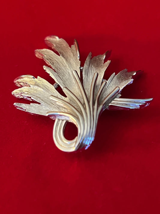 Vintage Crown Trifari Silver Bright Spray Brooch, Trifari Silver Pin, Unique Trifari Coat Pin, Lover Antiques and Vintage