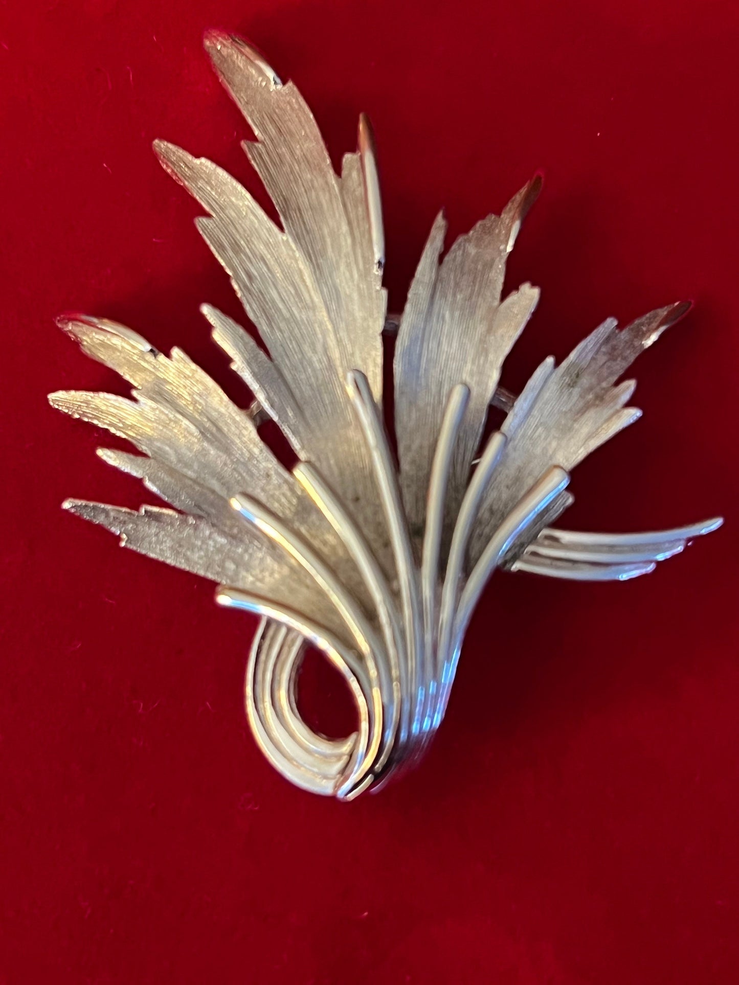 Vintage Crown Trifari Silver Bright Spray Brooch, Trifari Silver Pin, Unique Trifari Coat Pin, Lover Antiques and Vintage