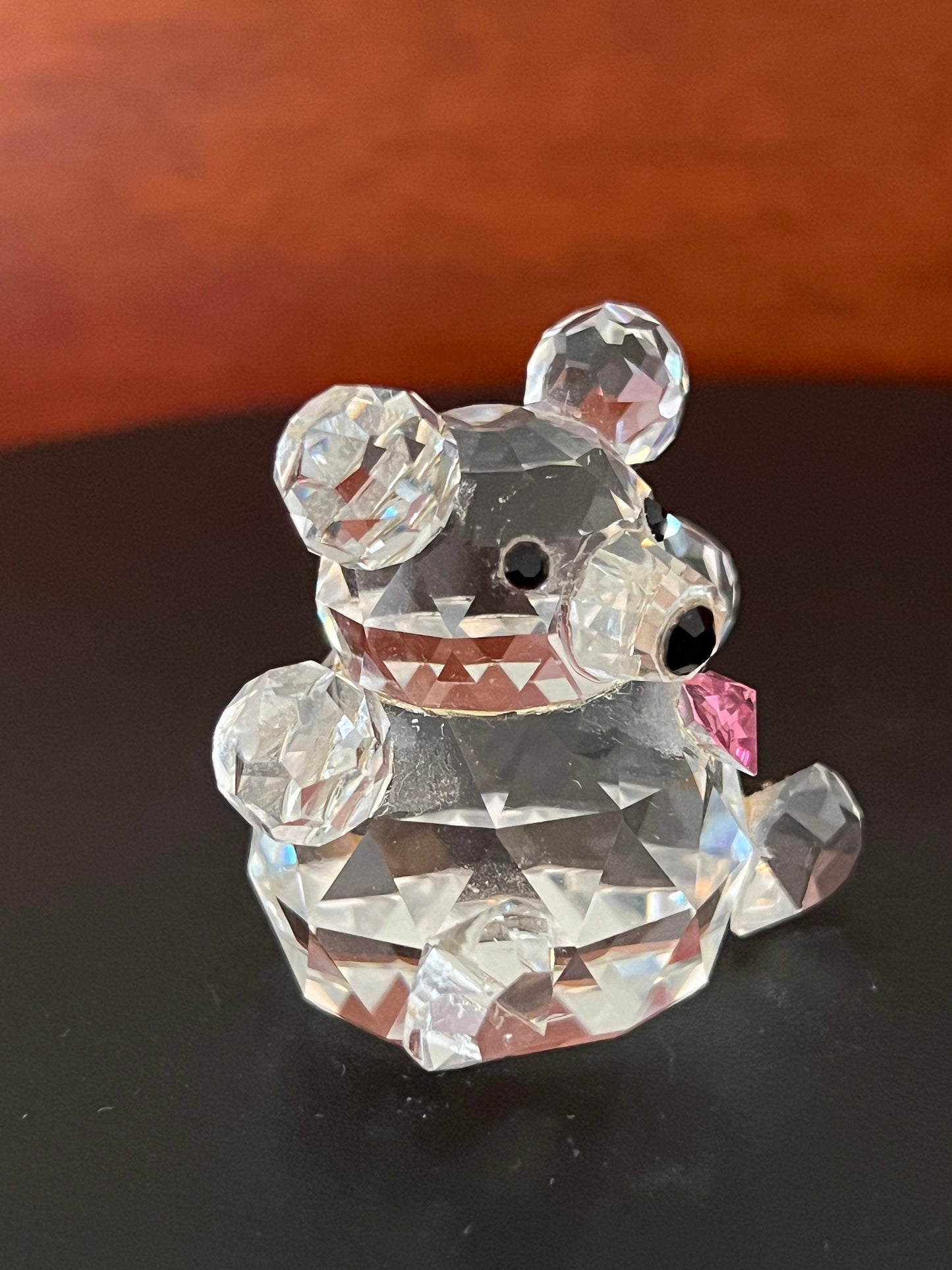 Swarovski Crystal Pink Heart Birthday Bear, Princess Mo Mini Color Crystal Figurine Bear Crystal Figurine, Swarovski Bear Woodland Animals