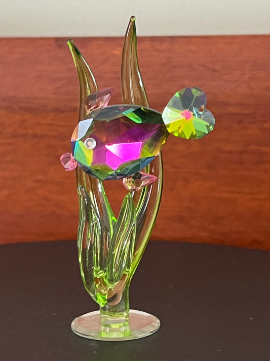 Vintage Underwater Sea Crystal Figurine, Sea Grass with Fish, Sea Figure, Fish Figurine, Lover Antiques and Vintage