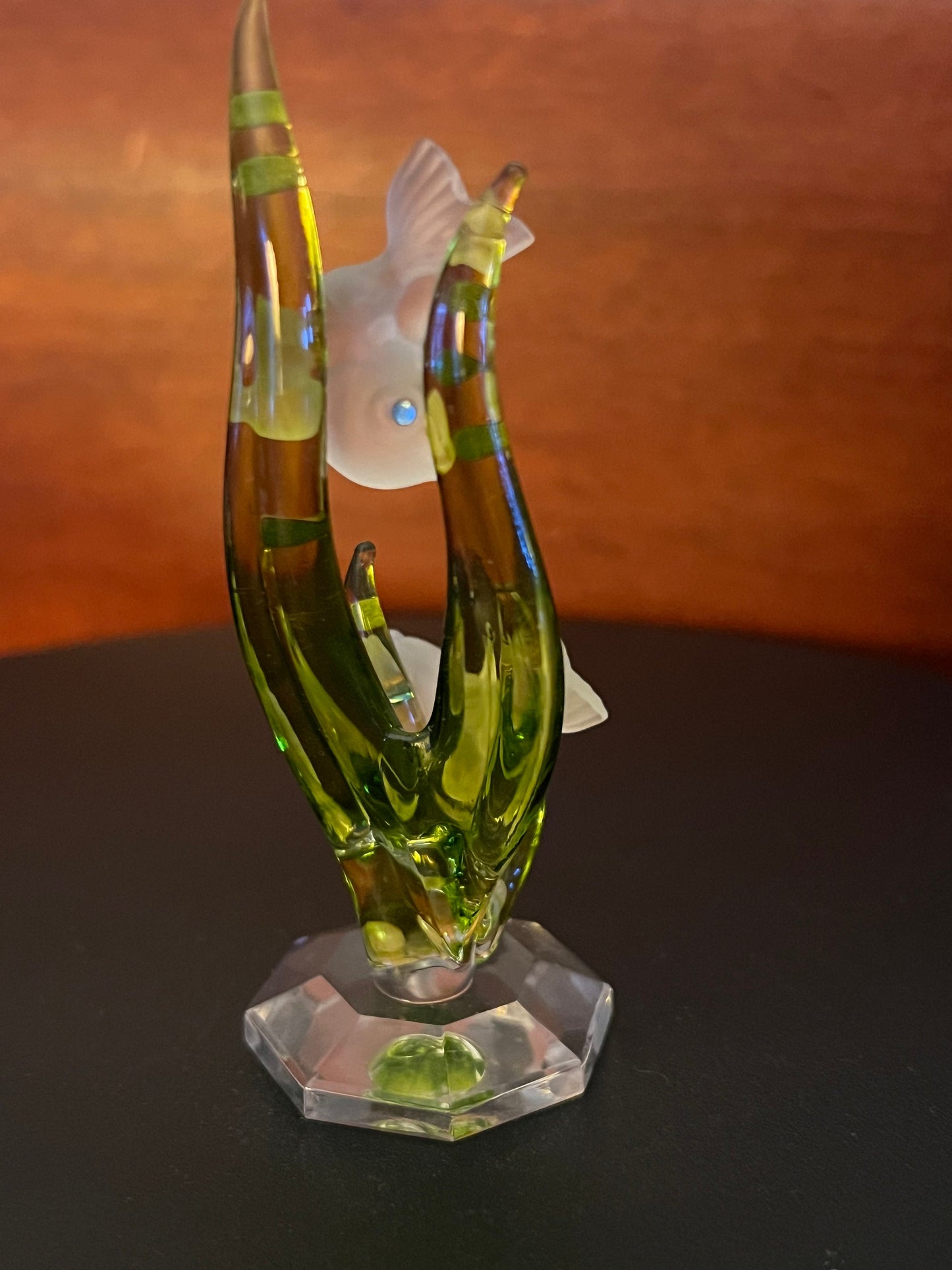 Vintage Underwater Sea Crystal Figurine, Sea Grass with Fish, Sea Figure, Fish Figurine, Lover Antiques and Vintage