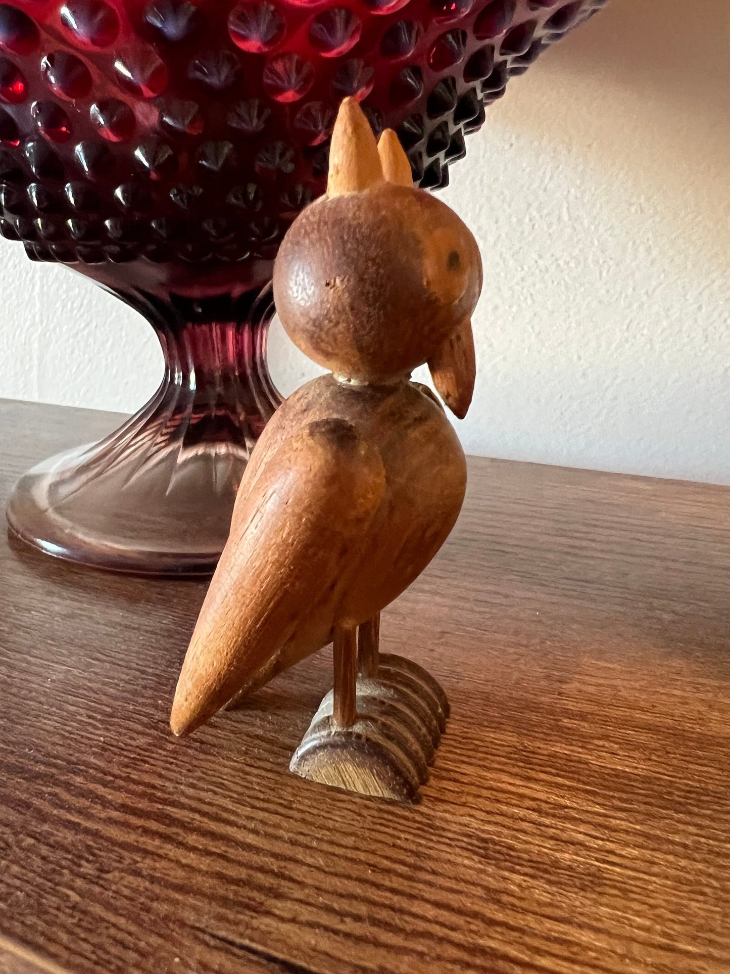 Vintage Handmade Wooden Owl, Christian Ulbricht German Wooden Owl, Germany Wood Owl Figurine, Lover Antiques and Vintage