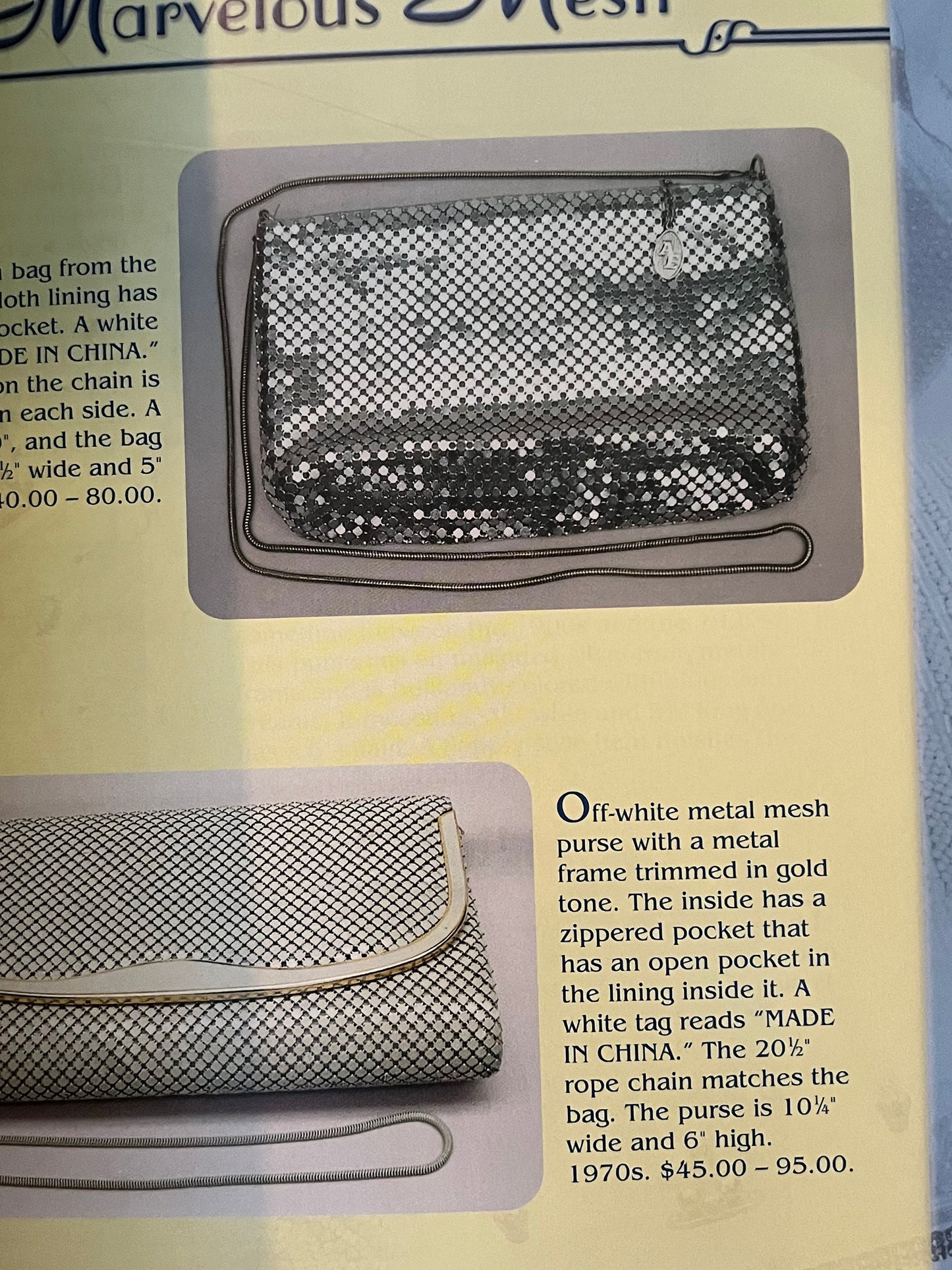 100 Years of Purses 1880-1980’s Identification & Values Guide Book, by Ronna Lee Aikins, Lover Antiques and Vintage