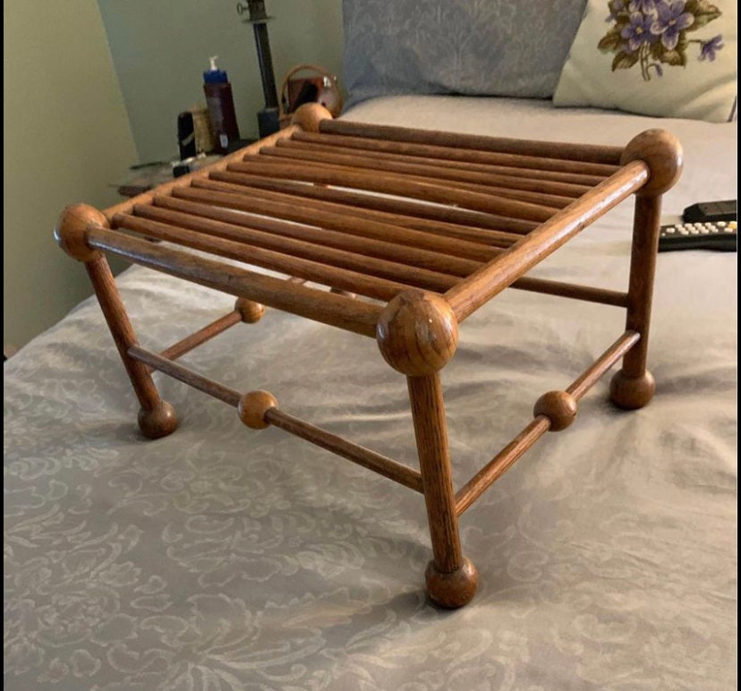 Antique Cushman Stool No. 10, Only Made in 1894-95, Cushman Colonial Creations Stool, Rod and Ball Stool, Lover Antiques and Vintage