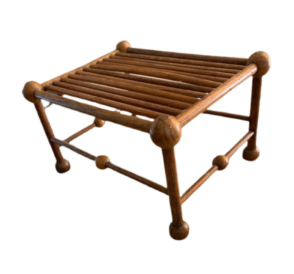 Antique Cushman Stool No. 10, Only Made in 1894-95, Cushman Colonial Creations Stool, Rod and Ball Stool, Lover Antiques and Vintage