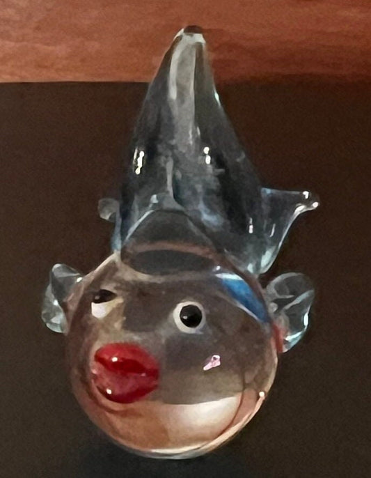 Vintage Fish Crystal Figurine, Mini Colorful Fish with Red Lips Figure, Crystal Glass Art Under the Sea, Lover Antiques and Vintage