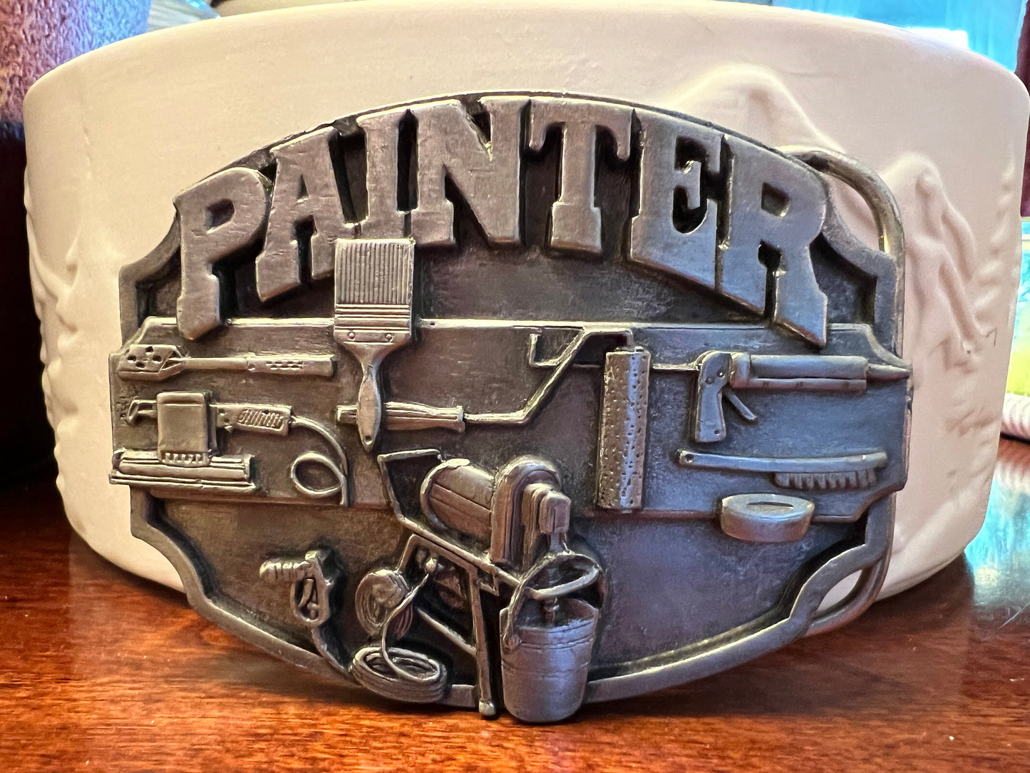Vintage Painter Pewter Belt Buckle, Siskiyou Belt Buckle, V-50, Bergamot Painters Buckle, The Original Painters Buckle, Lover Antiques