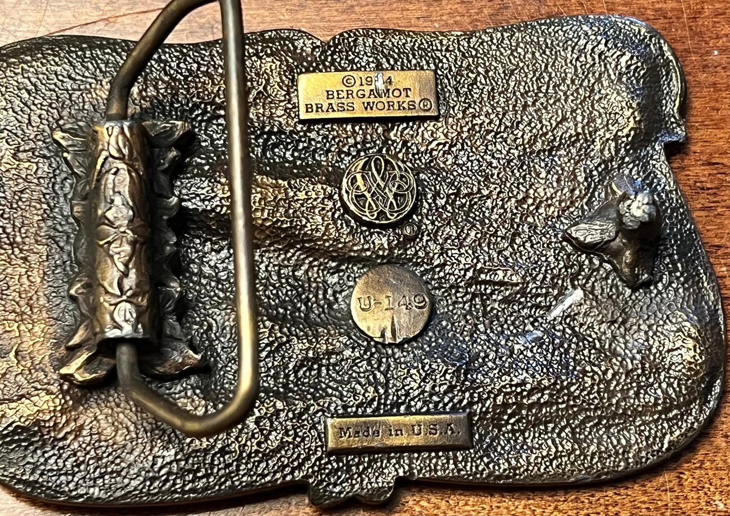 Pennsylvania Railroad PRR Steam Engine Locomotive Train Belt Buckle, Enamel Train by Bergamot Brass Works, U-149, Lover Antiques and Vintage