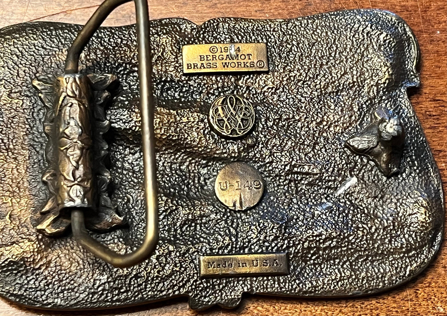 Pennsylvania Railroad PRR Steam Engine Locomotive Train Belt Buckle, Enamel Train by Bergamot Brass Works, U-149, Lover Antiques and Vintage