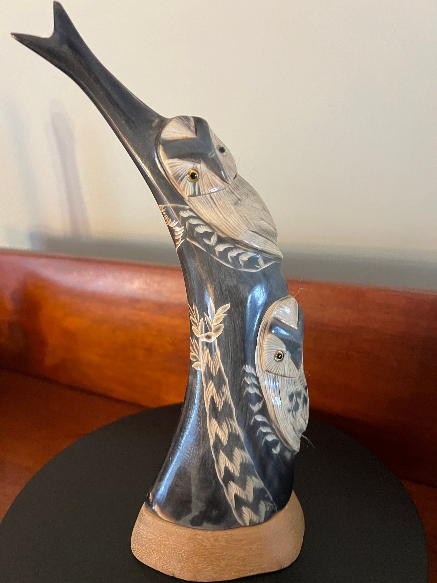 Vintage Twin Owls Sculpture, Hand Carved and Painted Owl Duo Figurine, Lover Antiques and Vintage