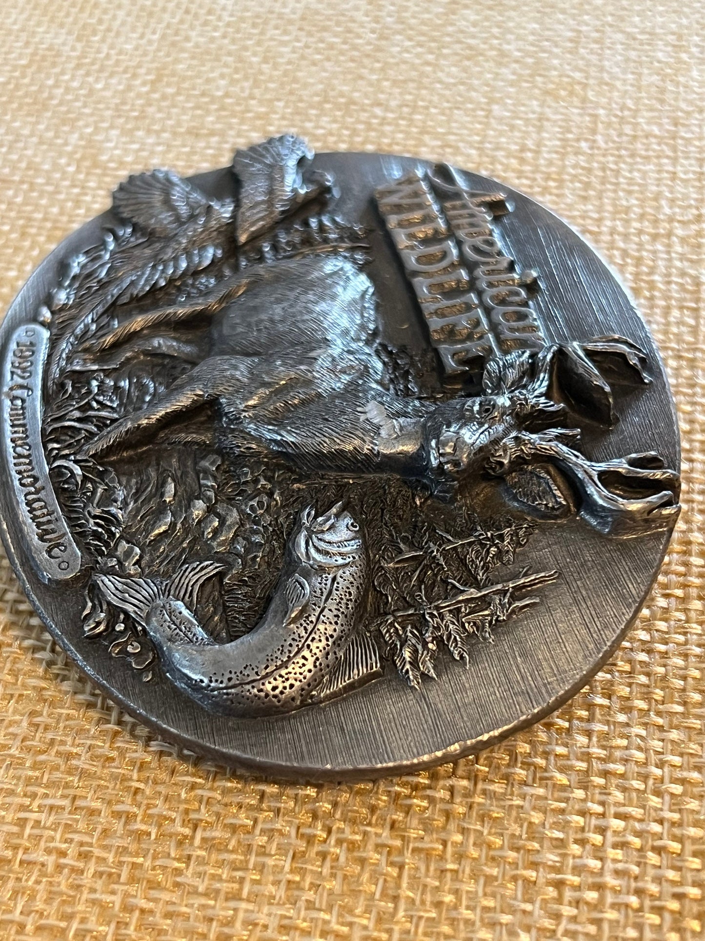 Vintage American Wildlife 1992 Commemorative Belt Buckle, Bison, Bear, Wild Animals Buckle, Siskiyou Buckle Co, Lover Antiques and Vintage