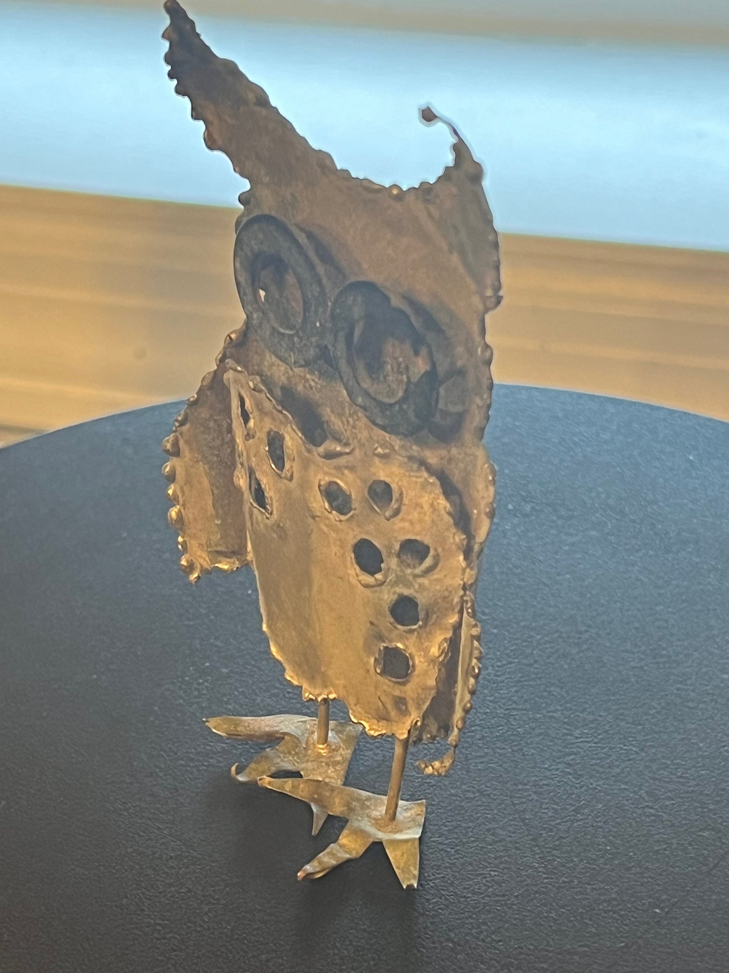 Vintage Owl Metal Art, Signed J. Spivey Metal Standing Owl, Mid Century Brutalist Owl, Owl Metal Art, Metal Owl, Lover Antiques and Vintage