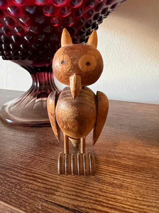 Vintage Handmade Wooden Owl, Christian Ulbricht German Wooden Owl, Germany Wood Owl Figurine, Lover Antiques and Vintage