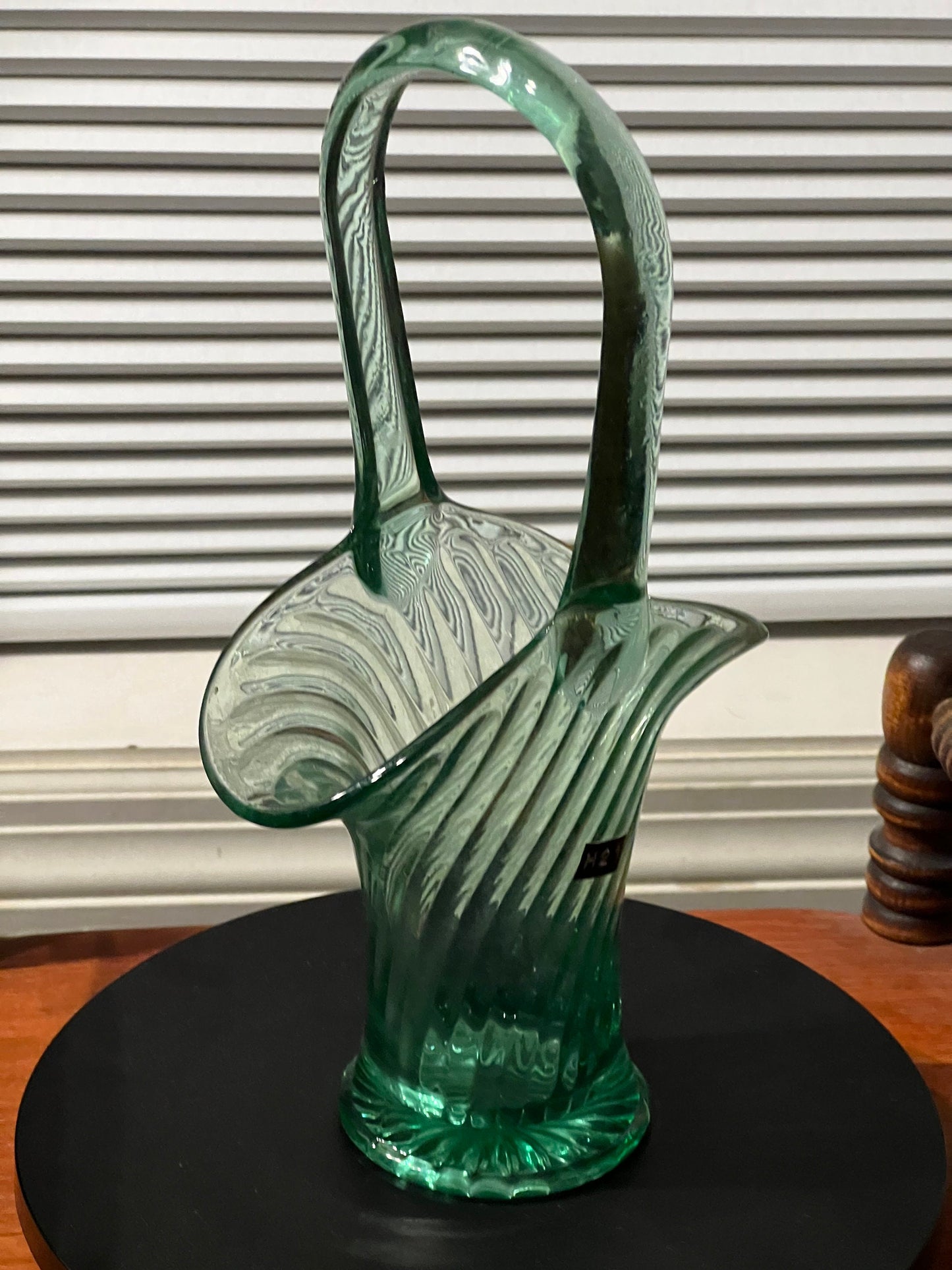Vintage Uranium Glass Basket, Optical Imperial Glass Co., Glowing Glass Green Basket, Lover Antiques and Vintage