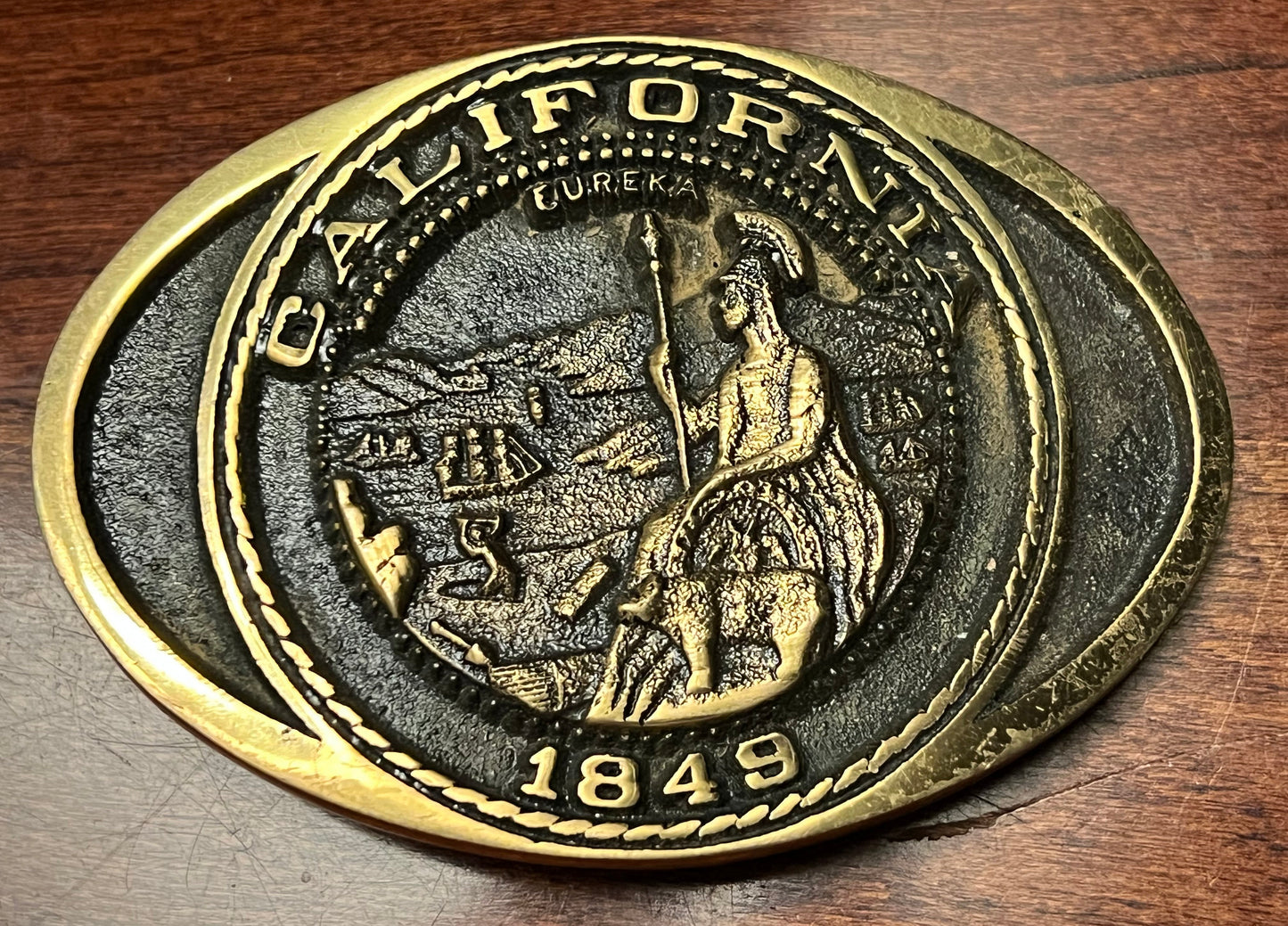 Vintage California State Seal Solid Brass Belt Buckle, Registered Collection Buckles, Lover Antiques and Vintage