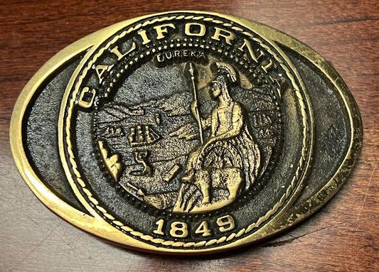 Vintage California State Seal Solid Brass Belt Buckle, Registered Collection Buckles, Lover Antiques and Vintage