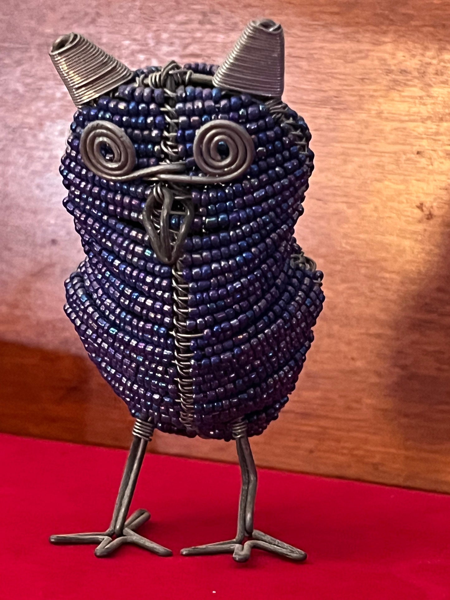 Vintage Beaded Paper Clip Art Owl Figurine, Owl Statue Made of Paper Clips, Owl Art, Lover Antiques and Vintage