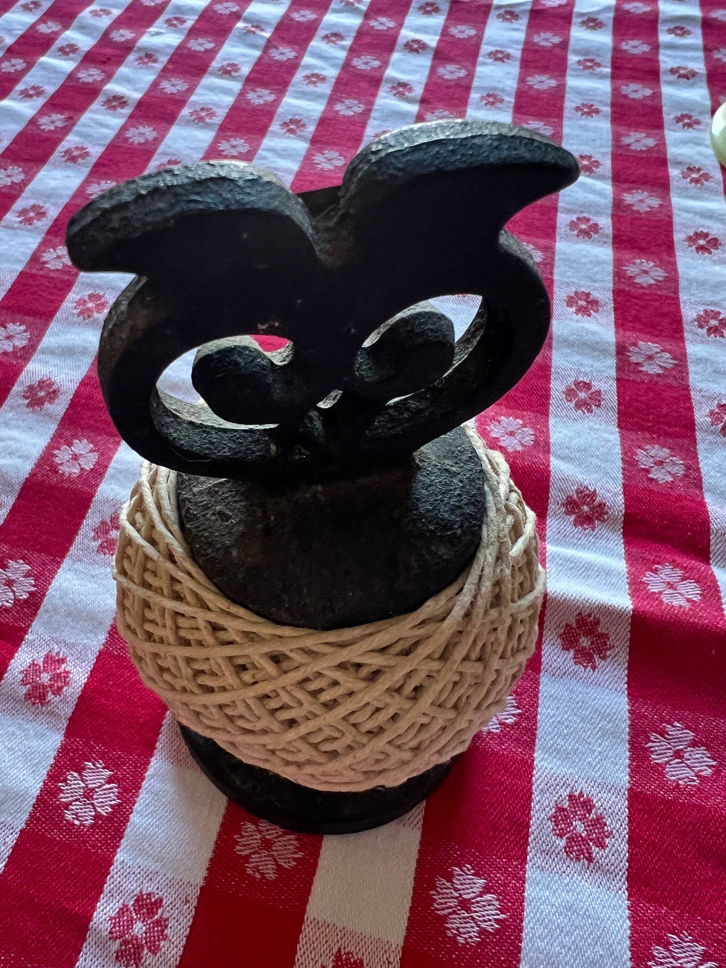 Vintage Owl Cast Iron String Yarn Holder, R. Welch Design, Victor England, String Stand, Lover Antiques and Vintage