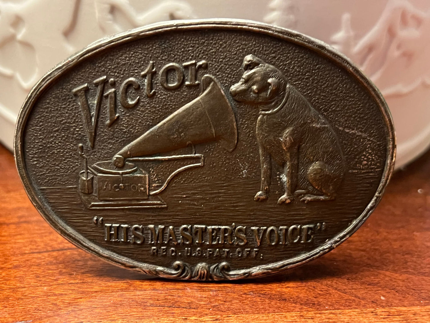 Vintage Victor “His Master’s Voice” Solid Brass Belt Buckle, RCA Collectible Belt Buckle, Lover Antiques and Vintage