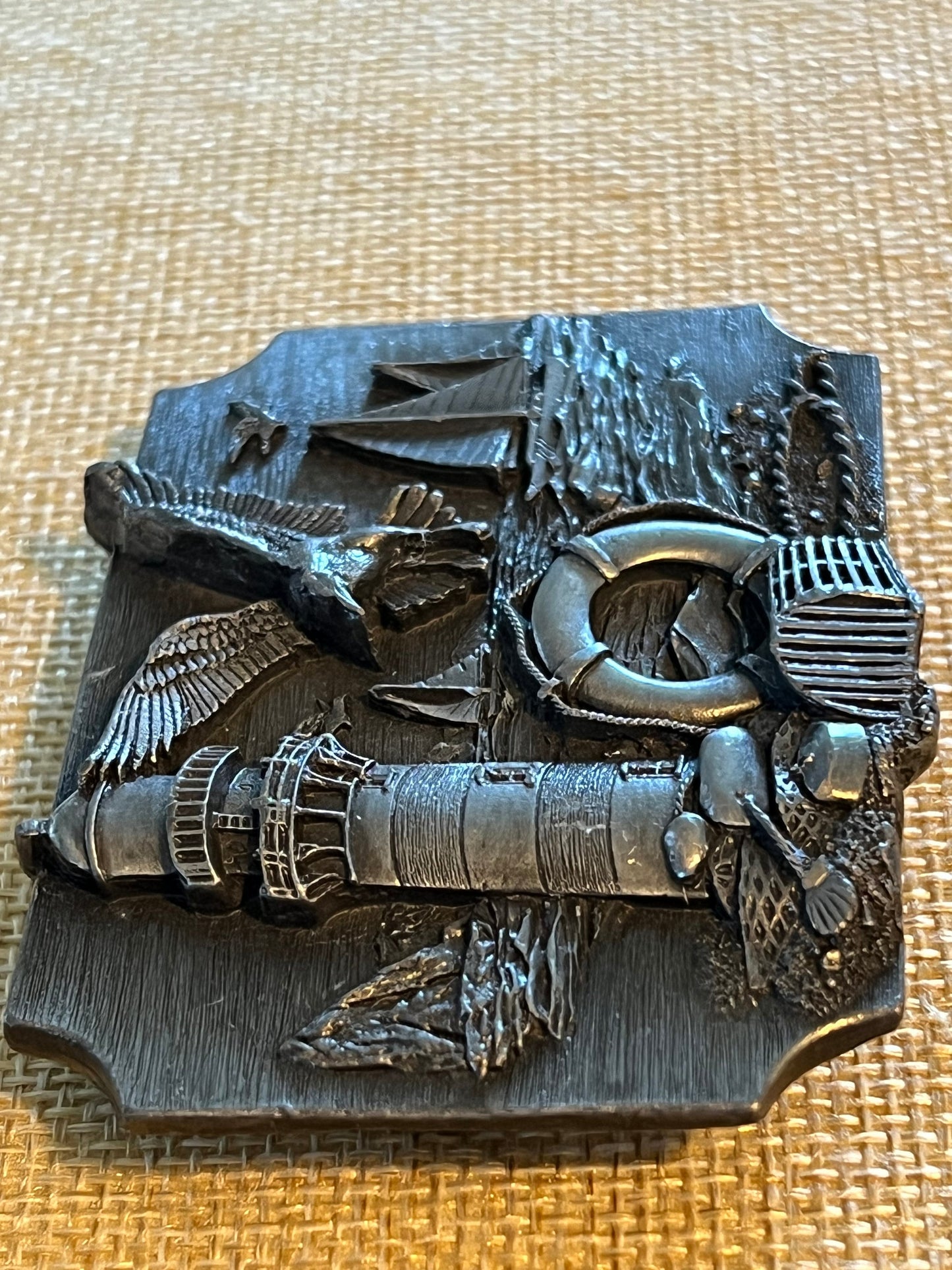 Vintage Siskiyou Lighthouse Beach Scene Belt Buckle, Beach Belt Buckle, Siskiyou Buckle Co, Sea Life, Lover Antiques and Vintage
