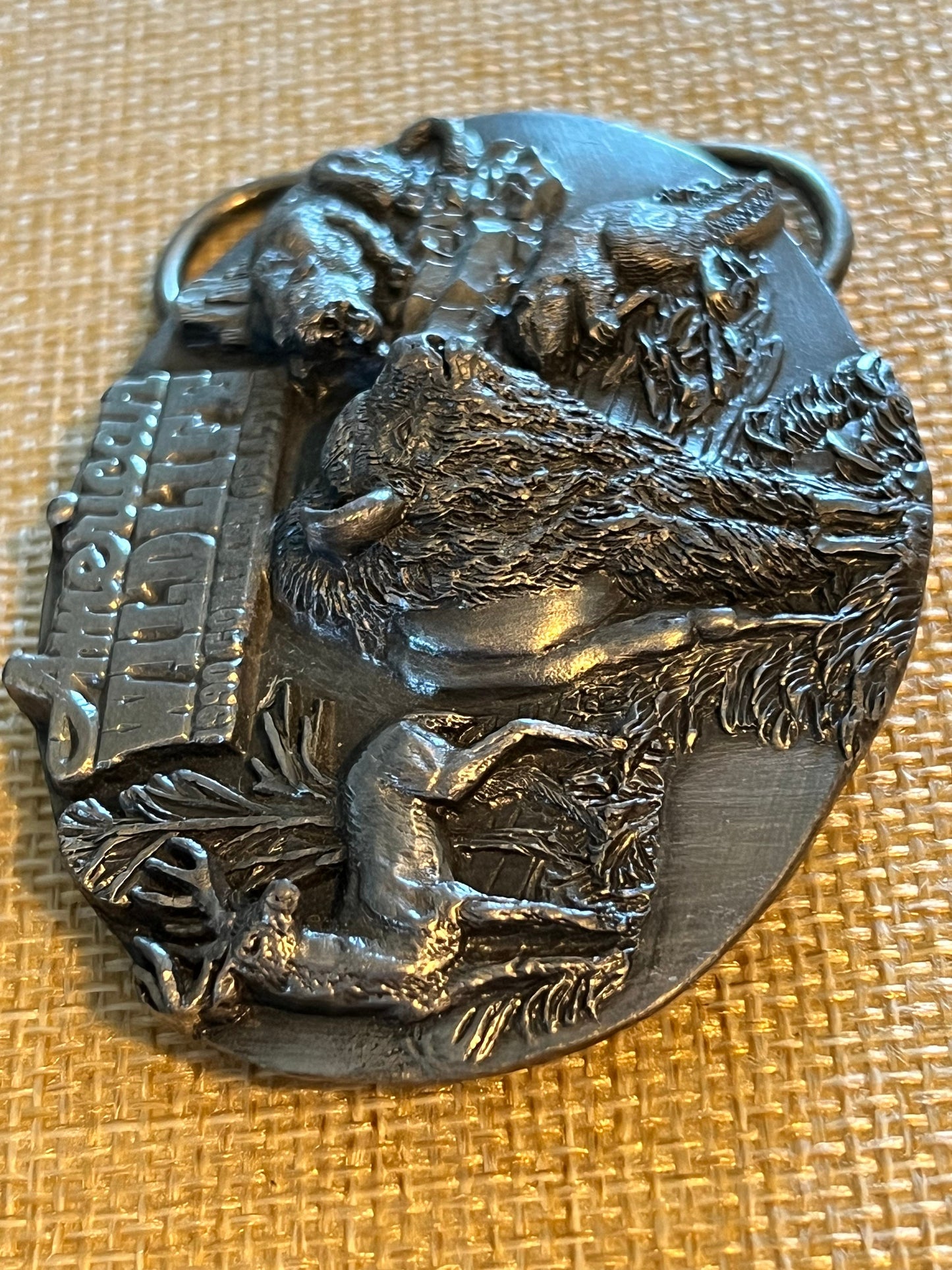 Vintage American Wildlife 1990 Commemorative Belt Buckle, Bison, Bear, Wild Animals Buckle, Siskiyou Buckle Co, Lover Antiques and Vintage