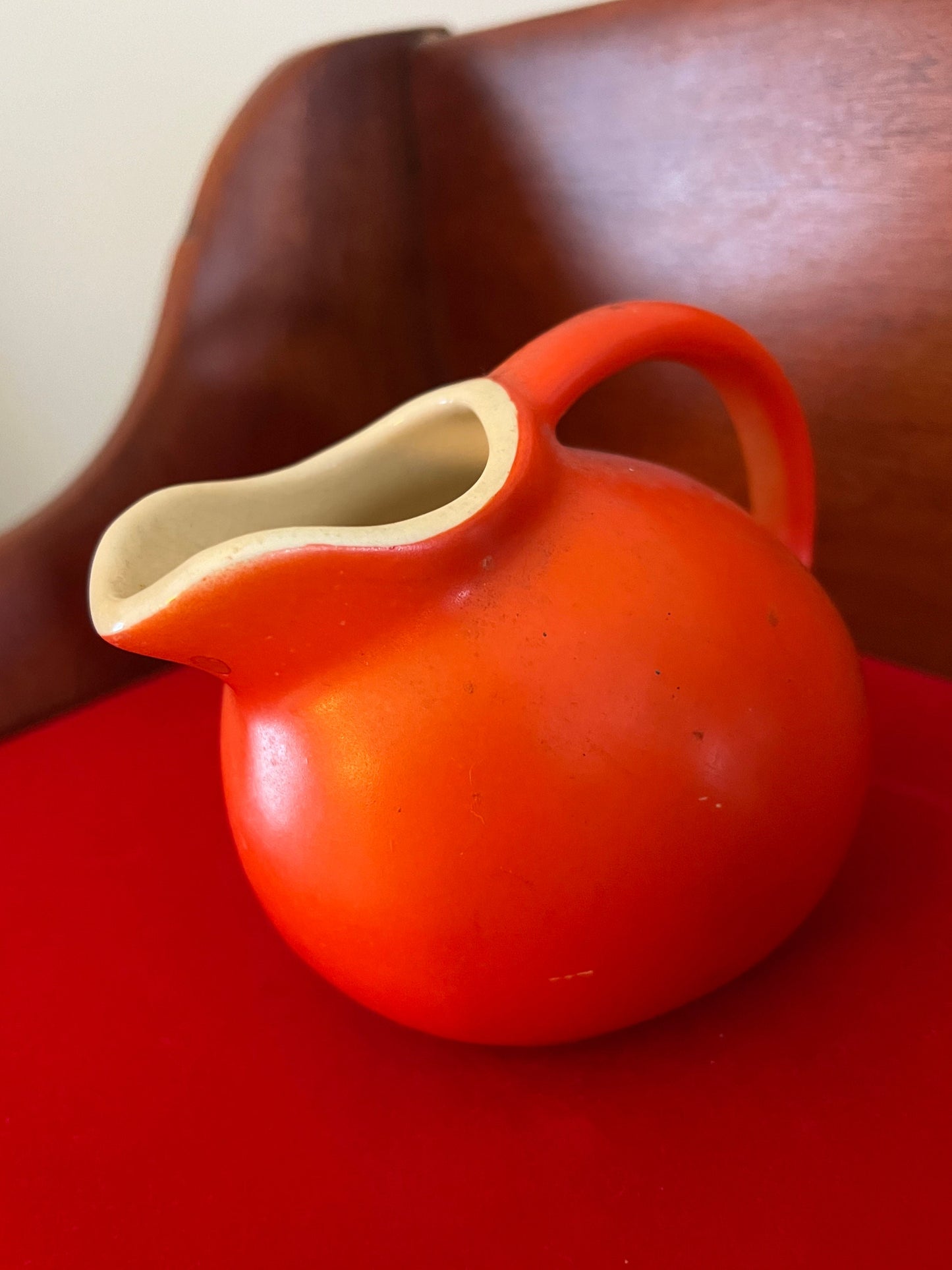 Vintage Cameron Clay Products Miniature Orange Pitcher, Clay Pitcher, Orange Pot, Lover Antiques and Vintage