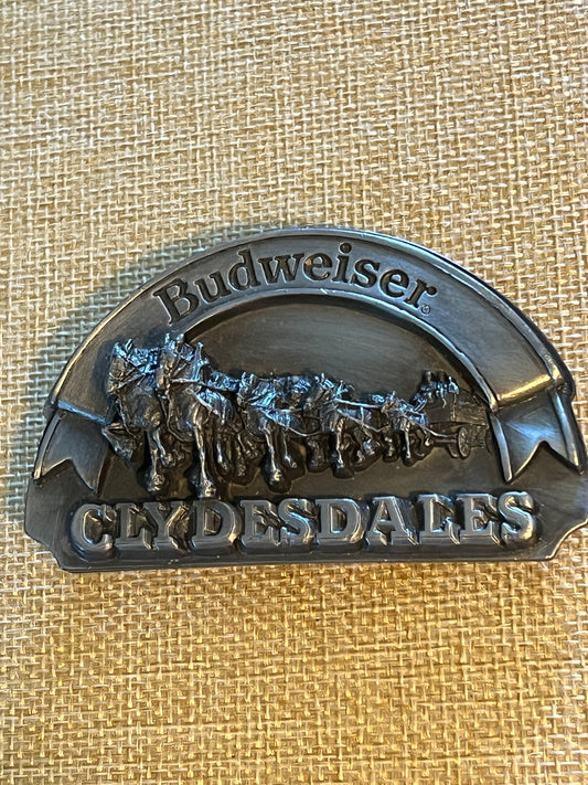Vintage Anheuser Busch Clydesdale Belt Buckle, Pewter Horse Belt Buckle, Lover Antiques and Vintage