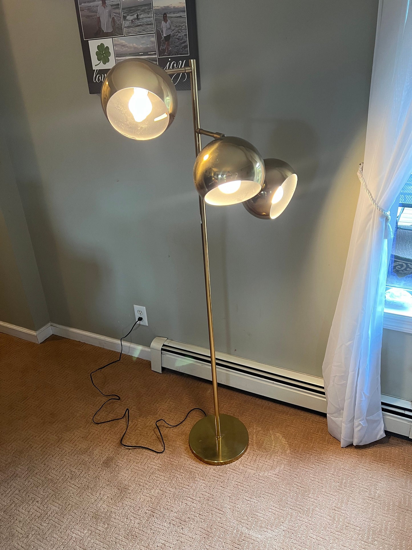 Mid Century Modern 3 Adjustable Cans Brass Floor Lamp, Gumball Style Lighting, Vintage Spotlight Lamp, Lover Antiques and Vintage