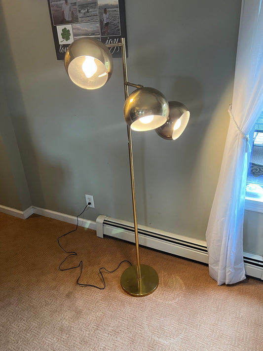 Mid Century Modern 3 Adjustable Cans Brass Floor Lamp, Gumball Style Lighting, Vintage Spotlight Lamp, Lover Antiques and Vintage