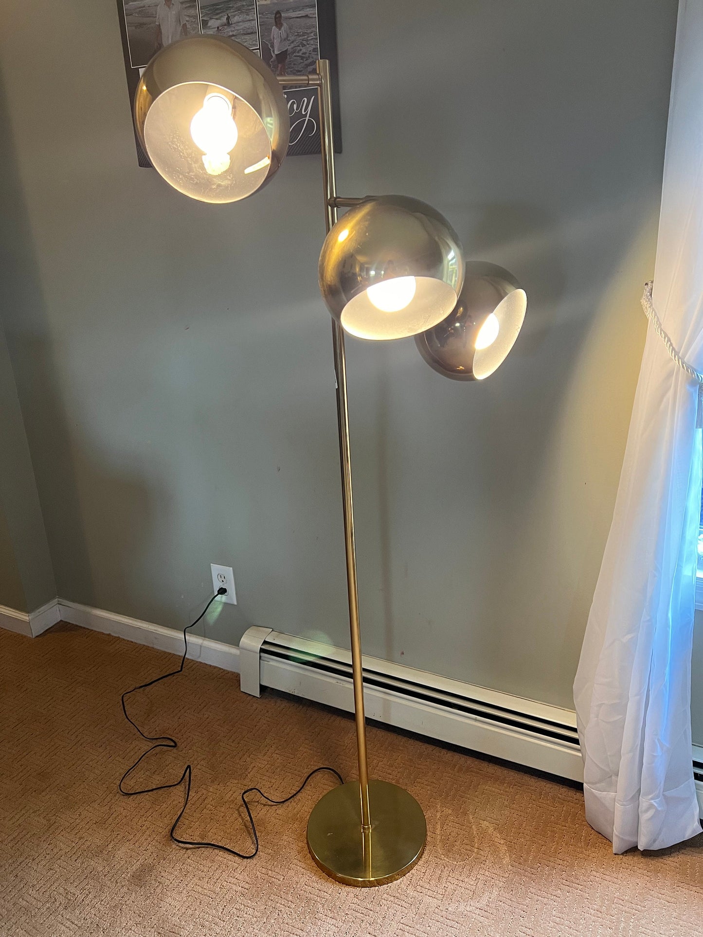 Mid Century Modern 3 Adjustable Cans Brass Floor Lamp, Gumball Style Lighting, Vintage Spotlight Lamp, Lover Antiques and Vintage