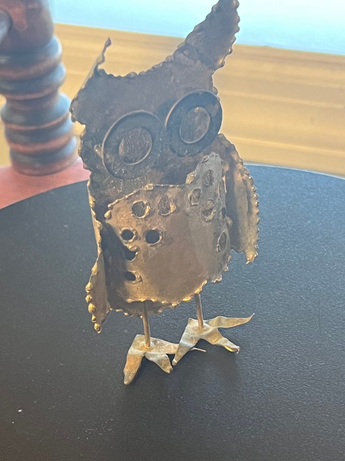 Vintage Owl Metal Art, Signed J. Spivey Metal Standing Owl, Mid Century Brutalist Owl, Owl Metal Art, Metal Owl, Lover Antiques and Vintage